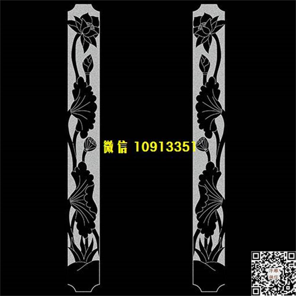 精雕图158荷花柱子精雕图线雕图线条图单线铣底图_电脑雕刻plt文泰矢量图精雕图浮雕图